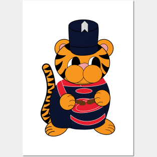 Marching Band Tiger Drum Navy Blue and Red Posters and Art